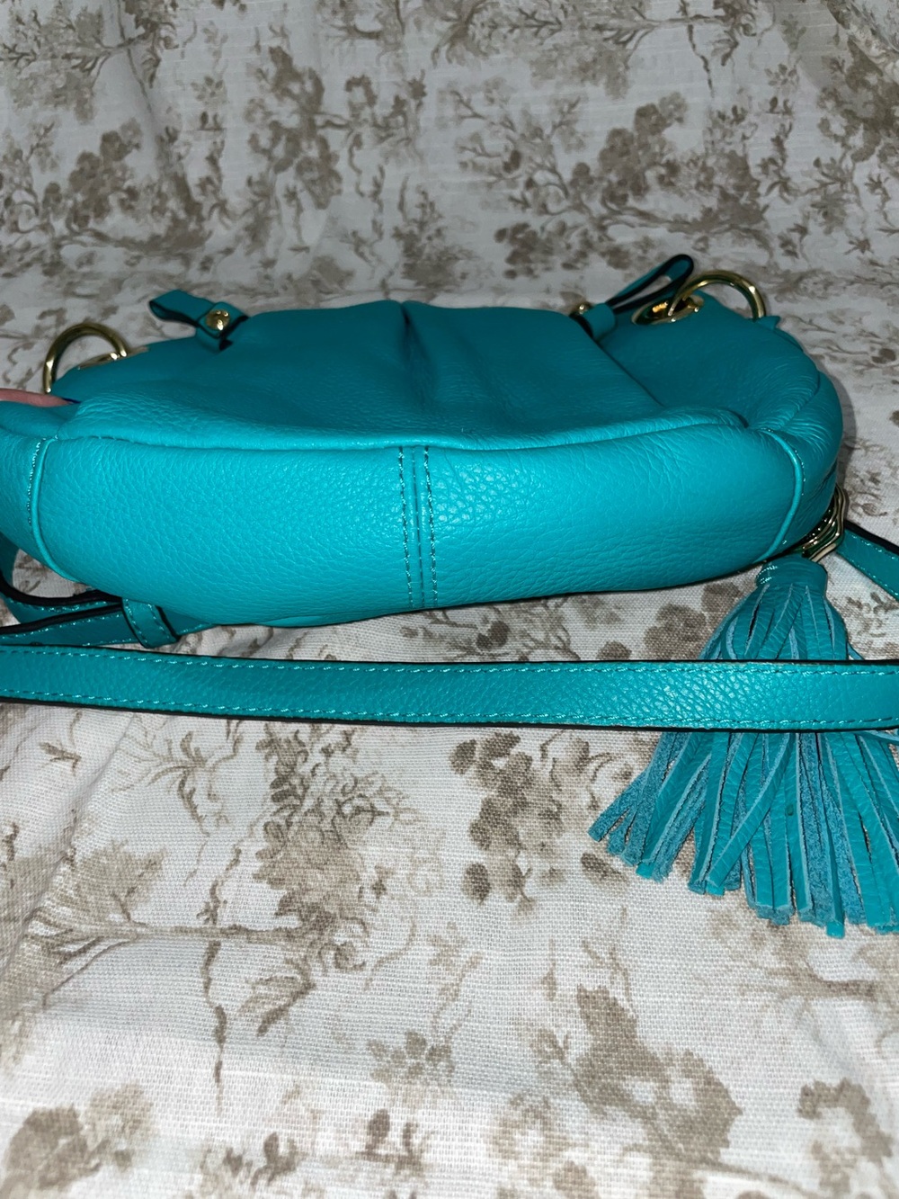 Vince Camuto- Teal Leather Tassel Crossbody Bag - Women - Picture 5 of 5